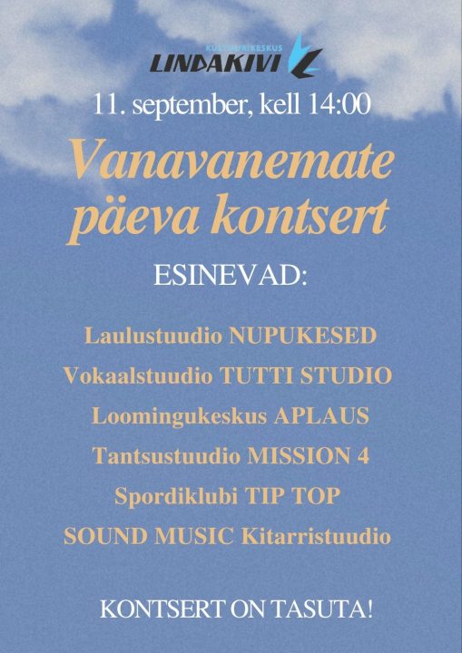 LINDAKIVI KULTUURIKESKUSES TOIMUB VANAVANEMATE PÄEVA KONTSERT